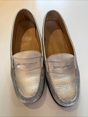 G.H. Bass & Co. Metallic Silver Penny Loafers